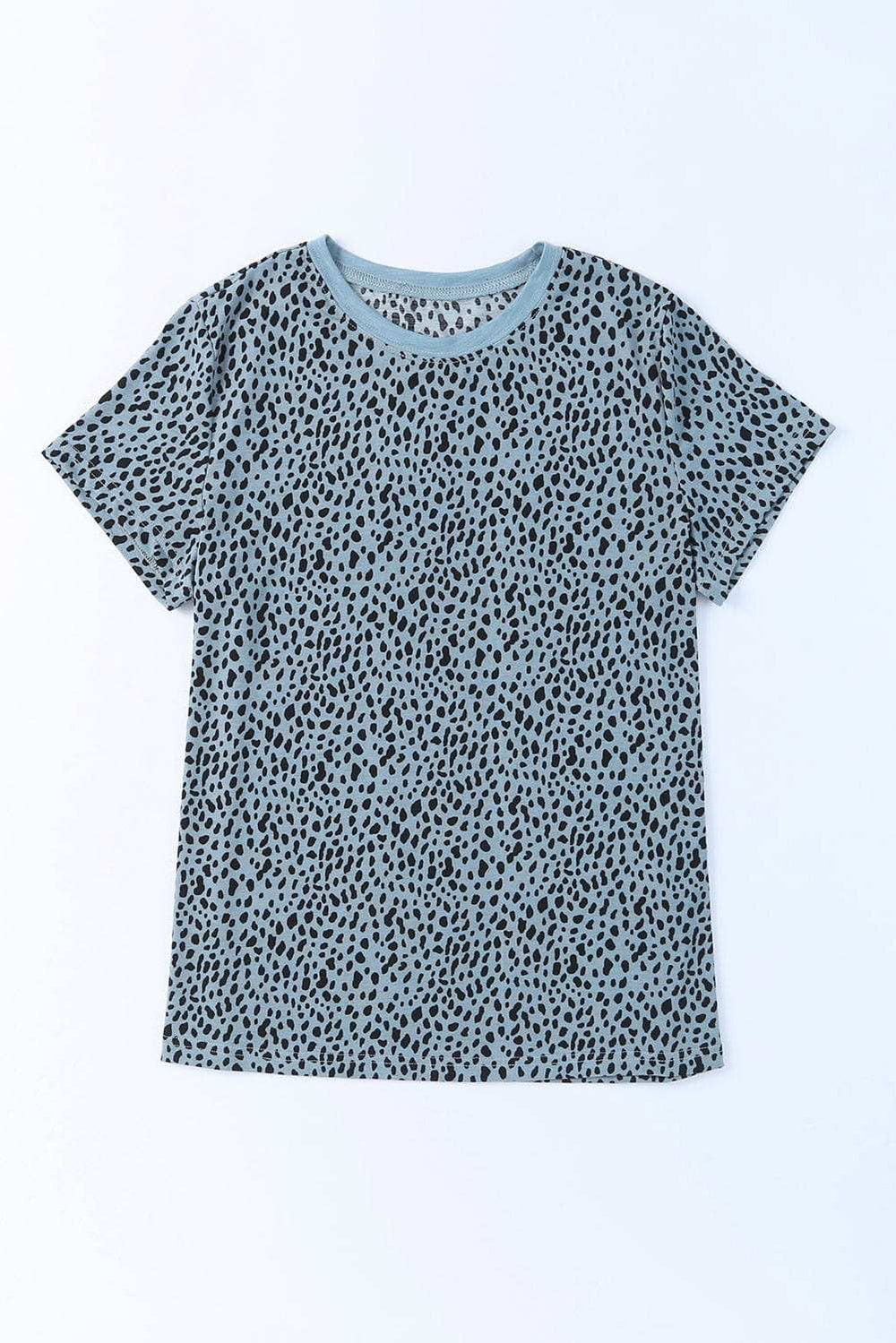 Animal Print Round Neck Short Sleeve T-Shirt - Trendsi - Flyclothing LLC
