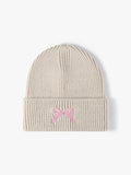 Embroidered Bow Knit Hat - Trendsi