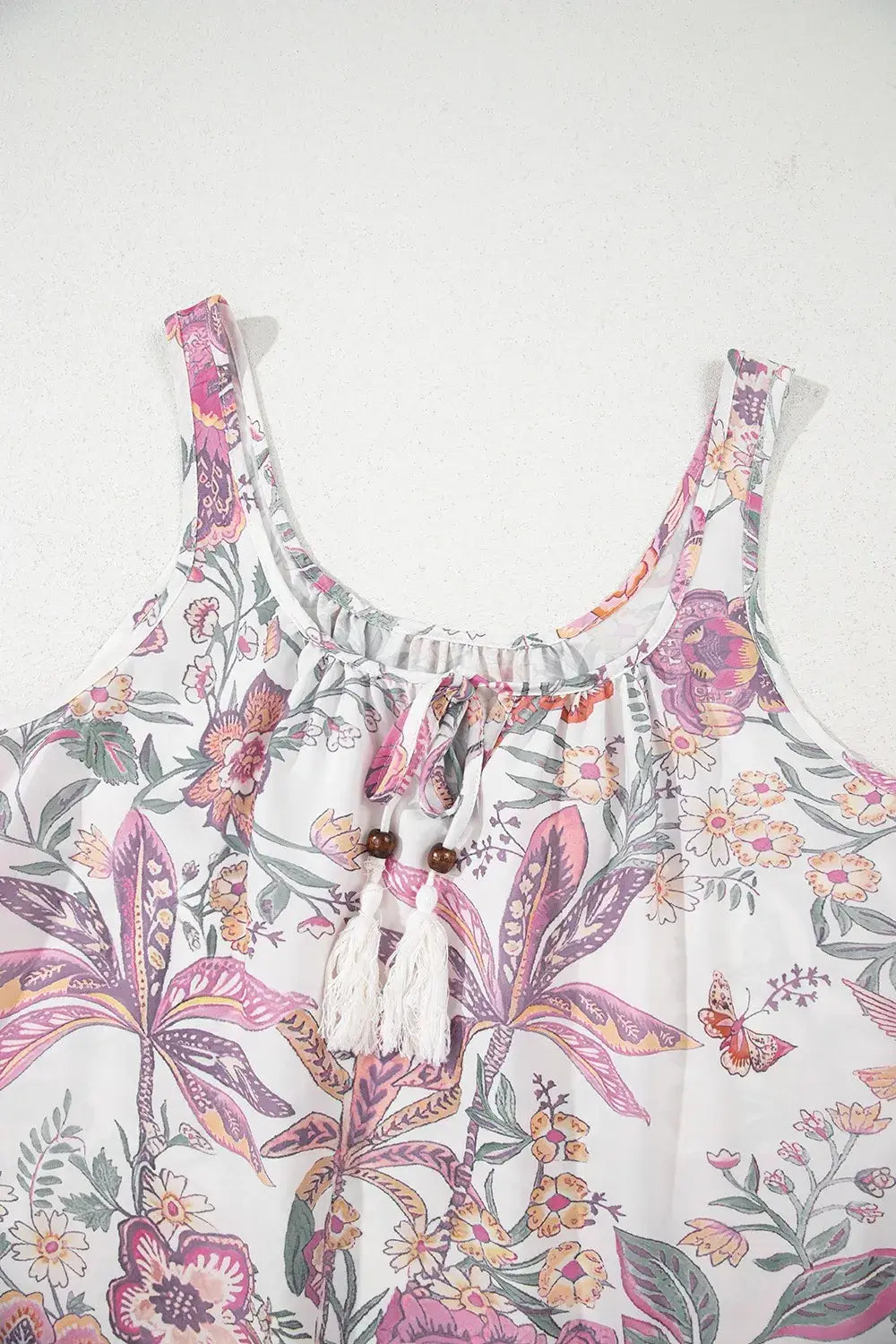 Multicolour Floral Tie Neck Sleeveless Mini Dress - Trendsi - Flyclothing LLC