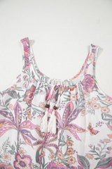 Multicolour Floral Tie Neck Sleeveless Mini Dress - Trendsi - Flyclothing LLC