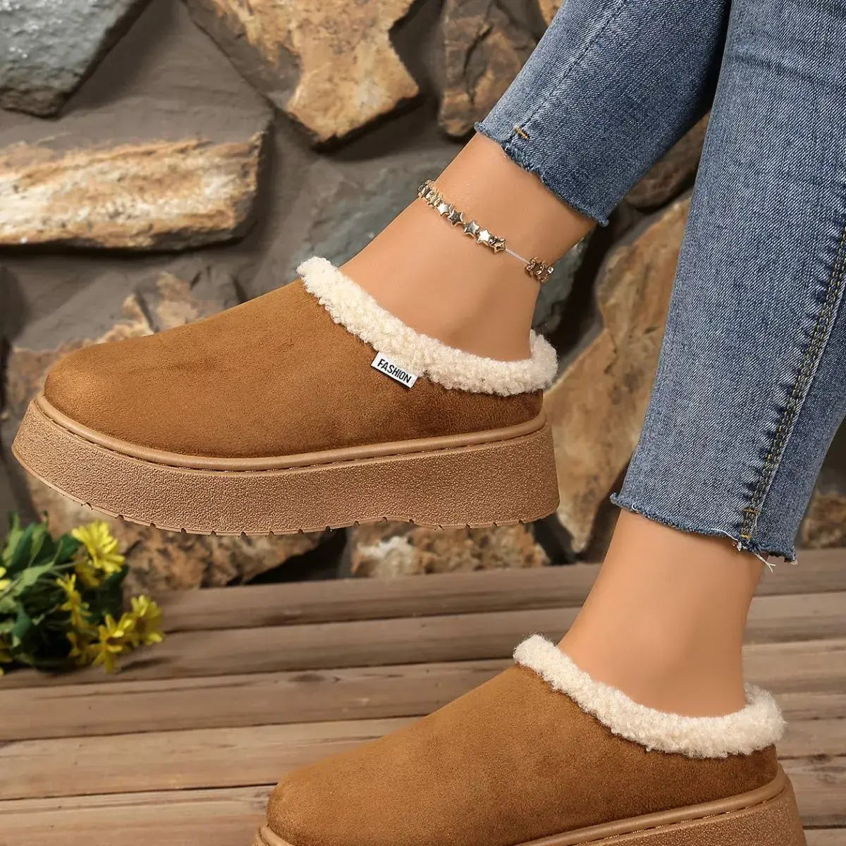 Plush Lined Platform Boots - Trendsi - Flyclothing LLC