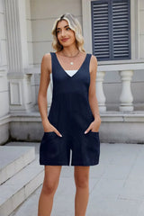 V-Neck Adjustable Strap Romper - Trendsi - Flyclothing LLC