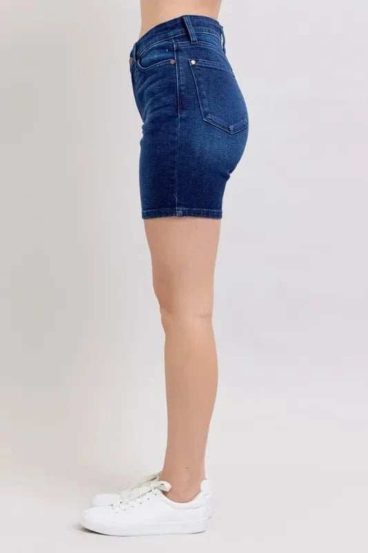 Judy Blue Full Size High Waist V-Front Bermuda Plus Size - Trendsi - Flyclothing LLC