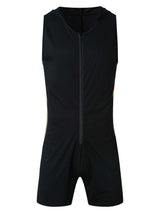 Men's Full Size Contrast Zip Front Sleeveless Active Romper Plus Size - Trendsi - Flyclothing LLC