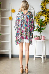 Heimish Full Size Multi Color Snake Open Cardigan Plus Size - Trendsi - Flyclothing LLC