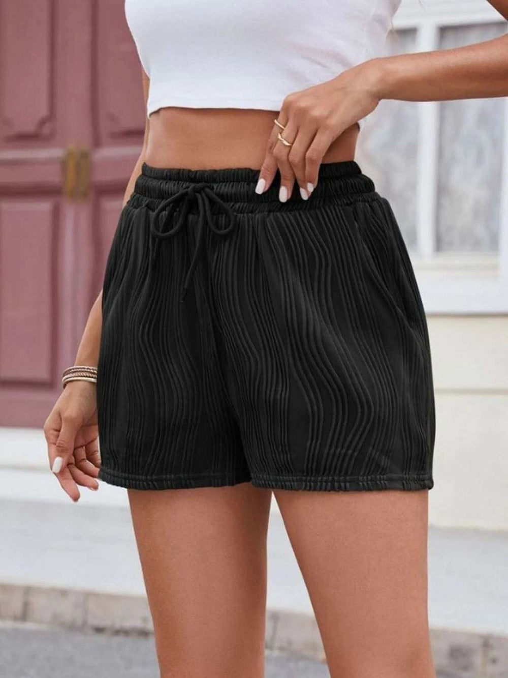 Florira Texture Drawstring Shorts - Trendsi - Flyclothing LLC