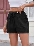 Florira Texture Drawstring Shorts - Trendsi