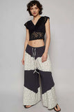 POL Contrast Floral Drawstring Wide Leg Pants - Trendsi - Flyclothing LLC