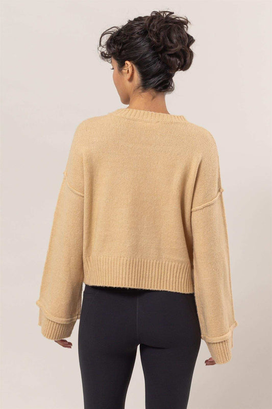 HYFVE Round Neck Dropped Shoulder Ribbed Sweater - Trendsi - Flyclothing LLC