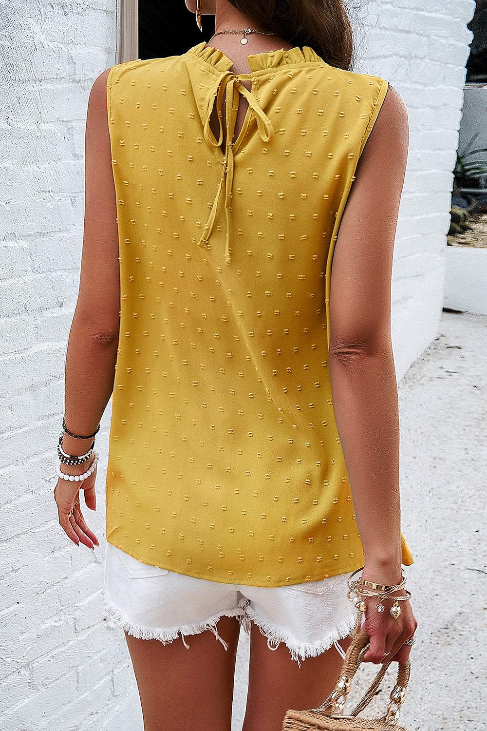 Swiss Dot Round Neck Tank - Trendsi - Flyclothing LLC