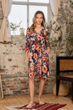 Sew In Love Full Size Printed Surplice Three-Quarter Sleeve Dress - Trendsi