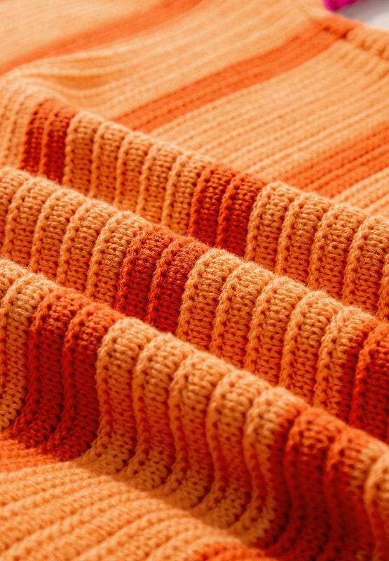 Striped Round Neck Long Sleeve Sweater - Trendsi - Flyclothing LLC