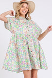 SAGE+FIG Floral Babydoll Short Sleeves Dress - Trendsi
