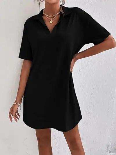 Johnny Collar Short Sleeve Polo Dress - Trendsi - Flyclothing LLC