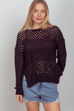 VERY J Openwork Slit Knit Cover Up Trendsi