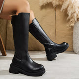Round Toe Block Heels Boots - Trendsi - Flyclothing LLC