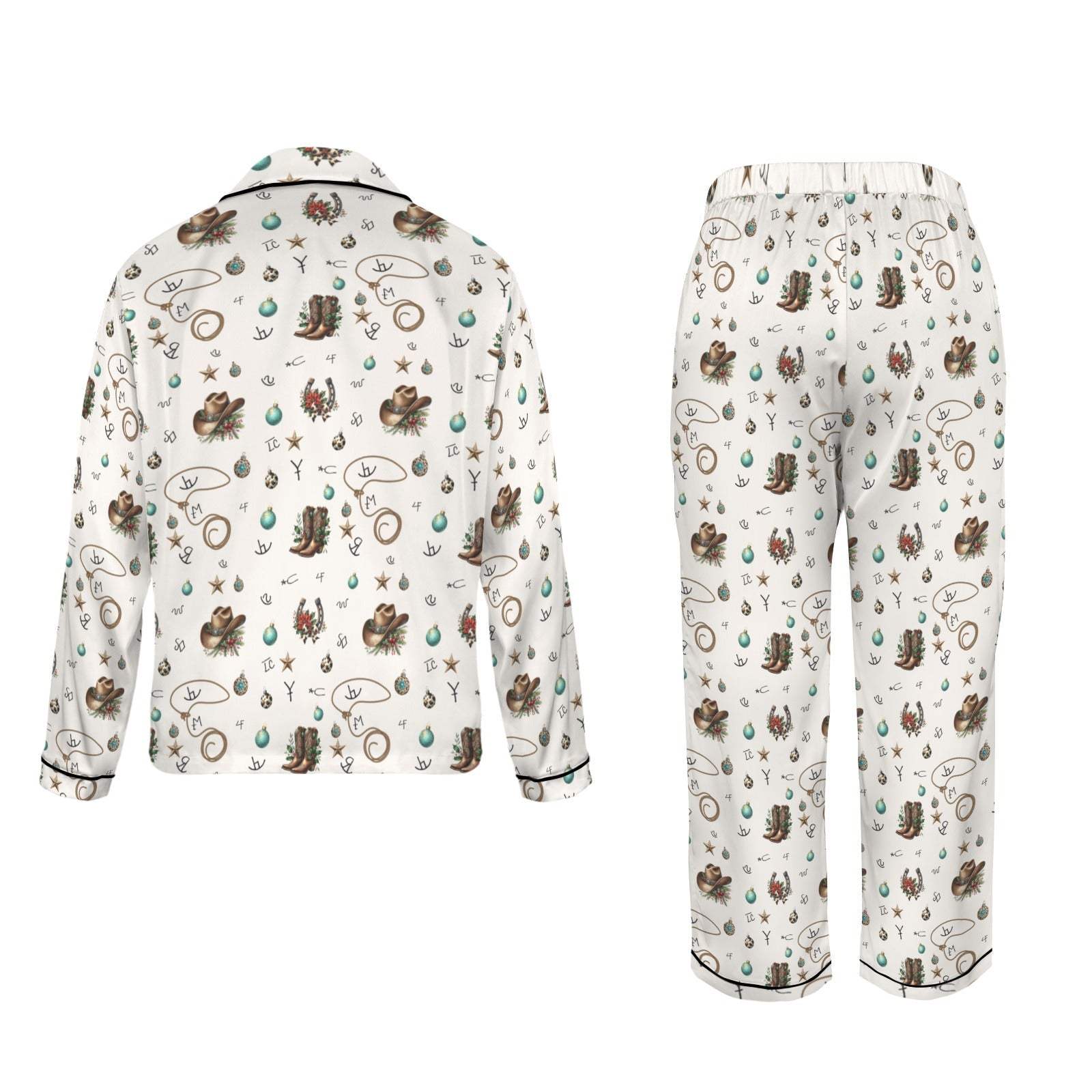 Baha Ranch Boots and Brands Western Christmas Long Satin Pajamas - Baha Ranch Western Wear - Flyclothing LLC