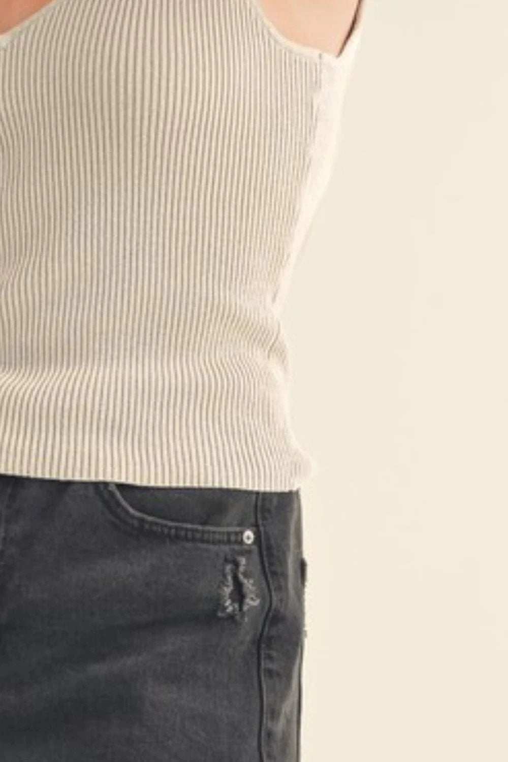 Aemi + Co Ribbed Wide Strap Knit Tank - Trendsi - Flyclothing LLC