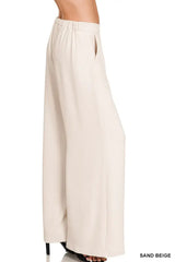 Zenana Relaxed Fit Elastic Waisted Wide Leg Pants - Trendsi - Flyclothing LLC