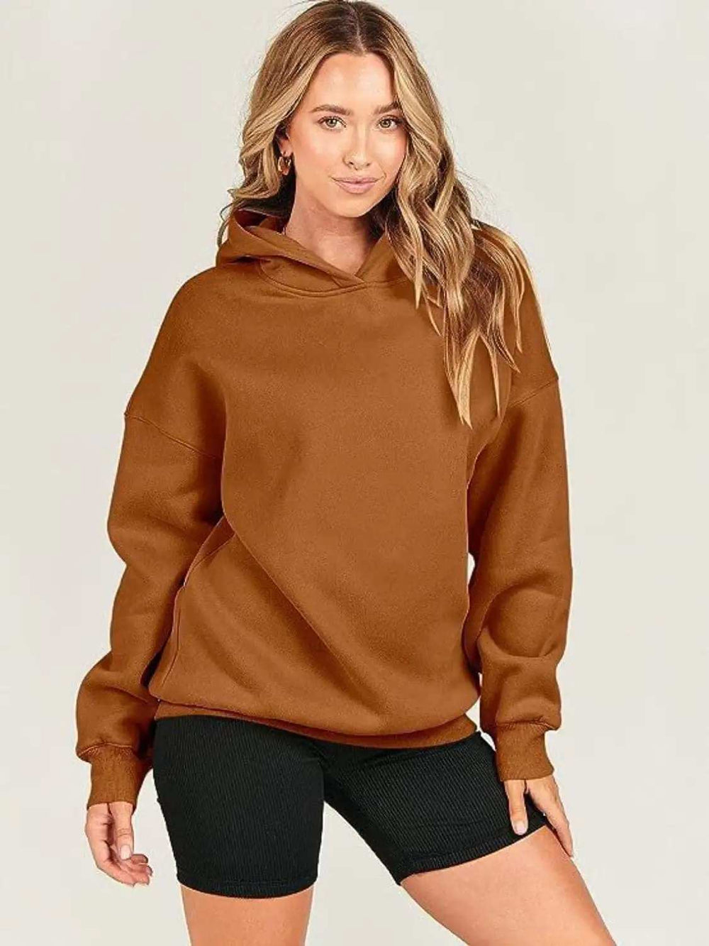 Dropped Shoulder Long Sleeve Hoodie - Trendsi - Flyclothing LLC