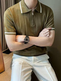 Men's Plus Size Quarter Zip Short Sleeve Polo - Trendsi