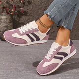 Striped Lace-Up Casual Sneakers - Trendsi - Flyclothing LLC