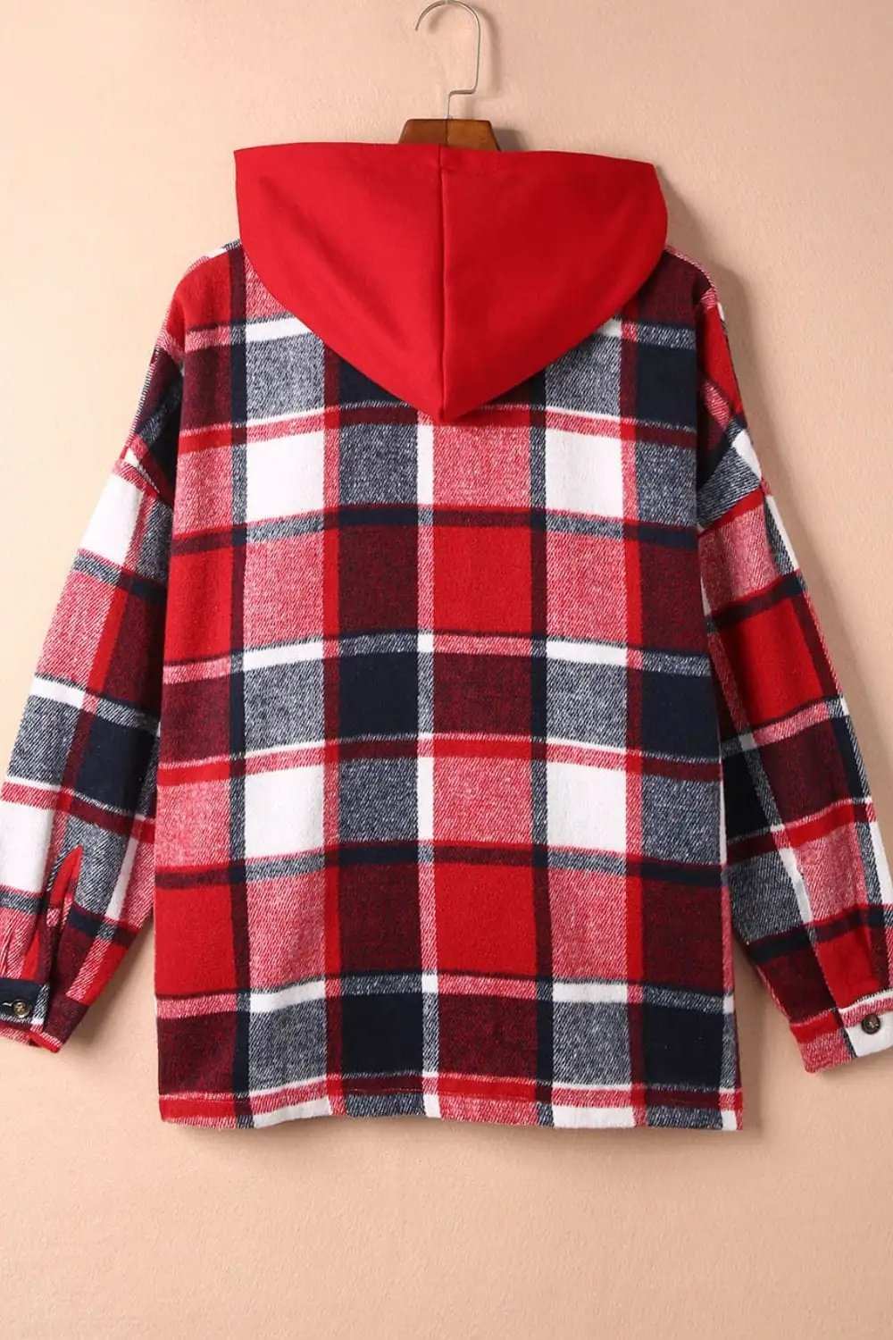 Plaid Button Up Hooded Shacket - Trendsi - Flyclothing LLC