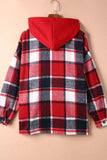 Plaid Button Up Hooded Shacket - Trendsi - Flyclothing LLC