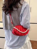 Shell-Shaped Pearl Decor Crossbody Bag - Trendsi - Flyclothing LLC