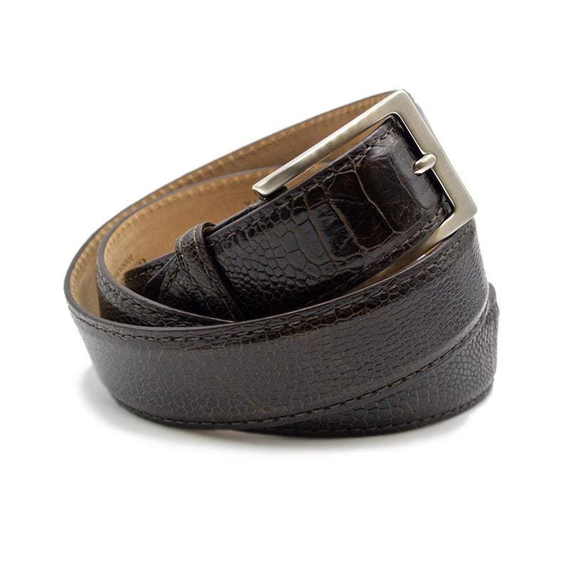 73-115-BRN OSTRICH LEG Belt, Brown - Zelli Italia - Flyclothing LLC