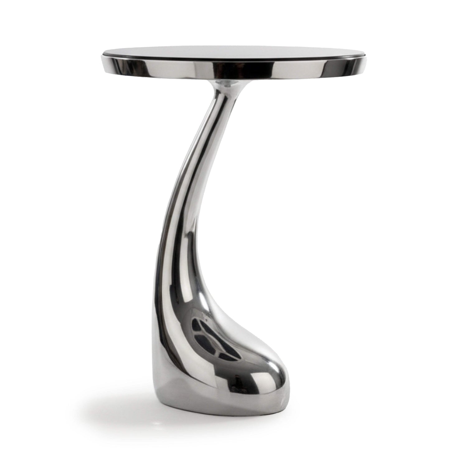 21" Silver And Black Aluminum And Granite Round Abstract End Table - HomeRoots - Flyclothing LLC