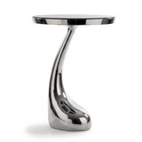 21" Silver And Black Aluminum And Granite Round Abstract End Table - HomeRoots - Flyclothing LLC