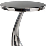 21" Silver And Black Aluminum And Granite Round Abstract End Table - HomeRoots - Flyclothing LLC