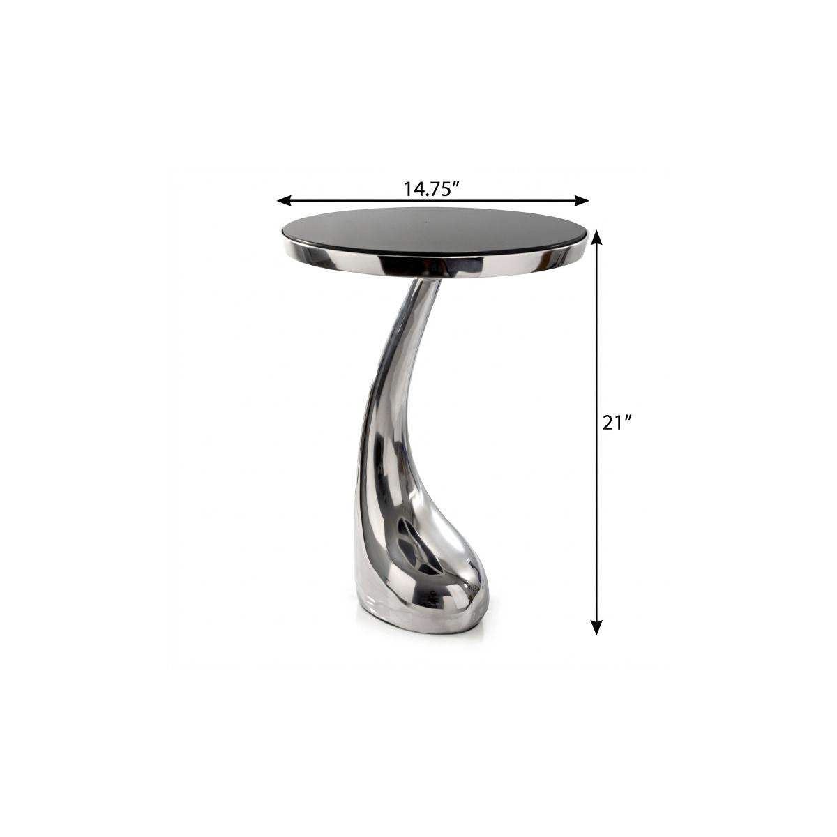 21" Silver And Black Aluminum And Granite Round Abstract End Table - HomeRoots - Flyclothing LLC