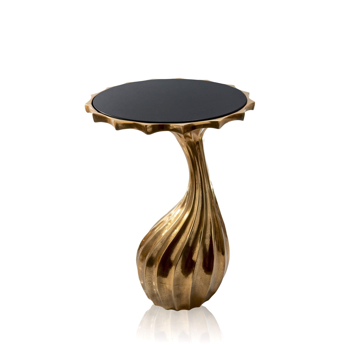 25" Gold And Black Aluminum And Granite Round Abstract End Table - HomeRoots - Flyclothing LLC