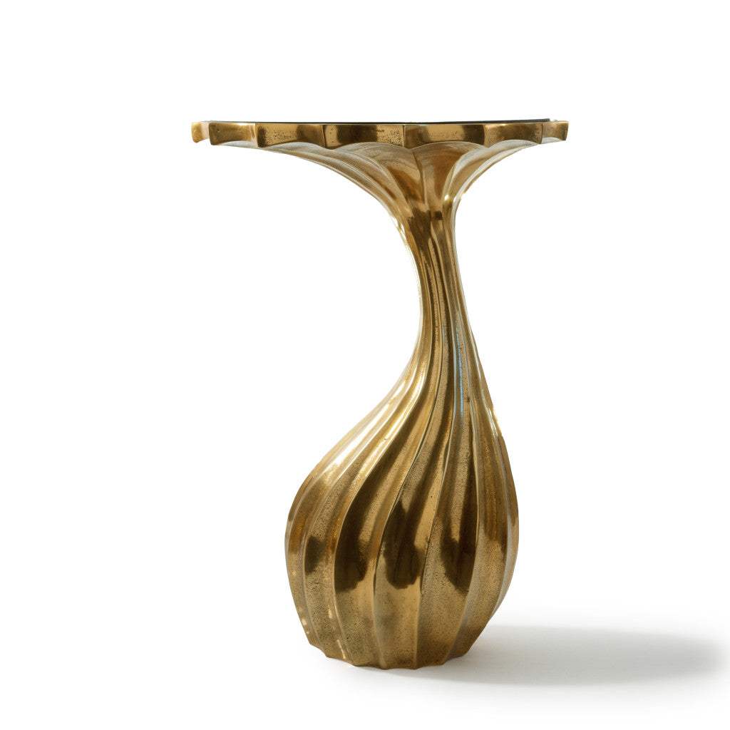 25" Gold And Black Aluminum And Granite Round Abstract End Table - HomeRoots - Flyclothing LLC
