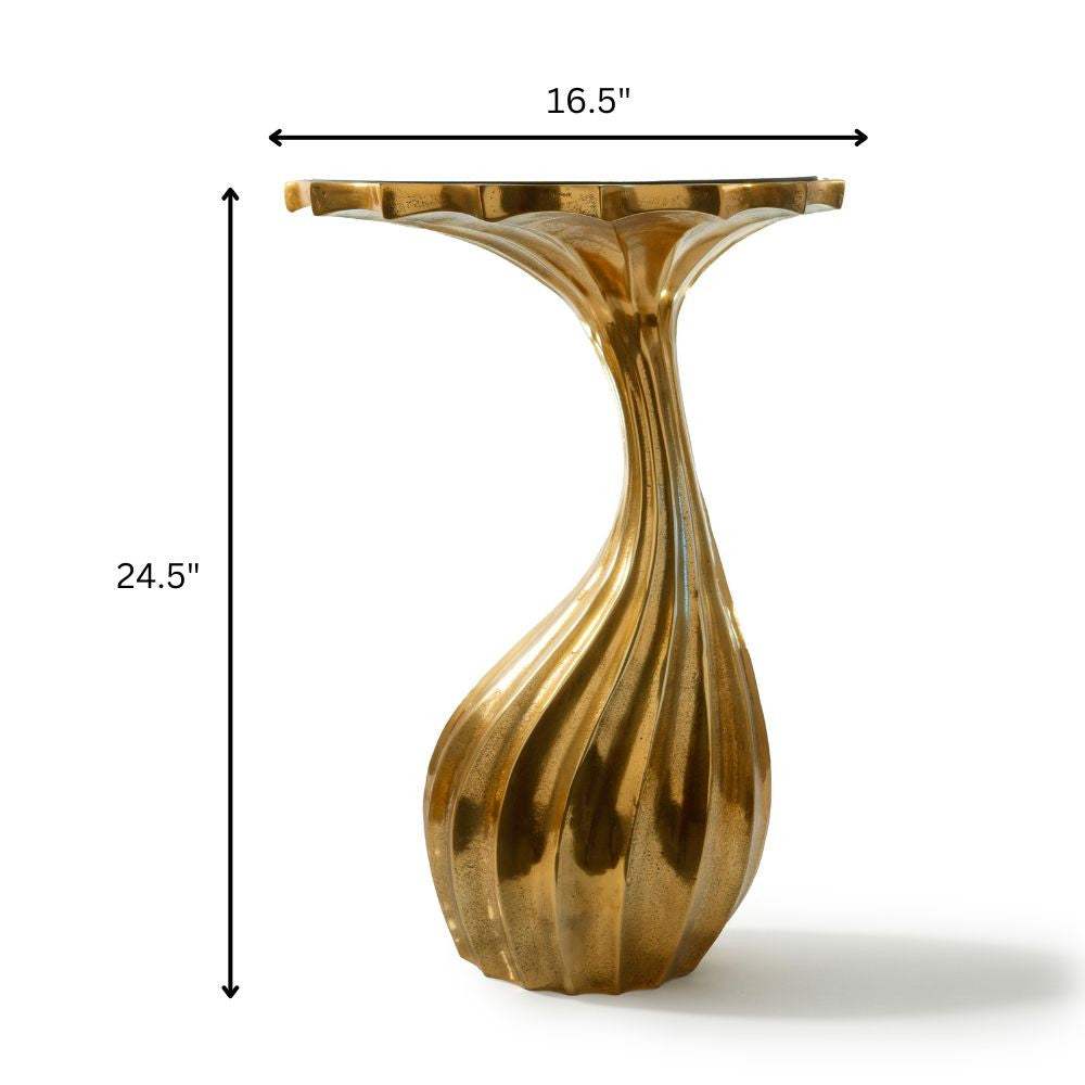 25" Gold And Black Aluminum And Granite Round Abstract End Table - HomeRoots - Flyclothing LLC