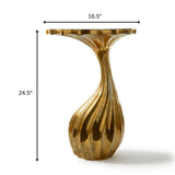 25" Gold And Black Aluminum And Granite Round Abstract End Table - HomeRoots - Flyclothing LLC
