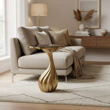 25" Gold And Black Aluminum And Granite Round Abstract End Table - HomeRoots - Flyclothing LLC