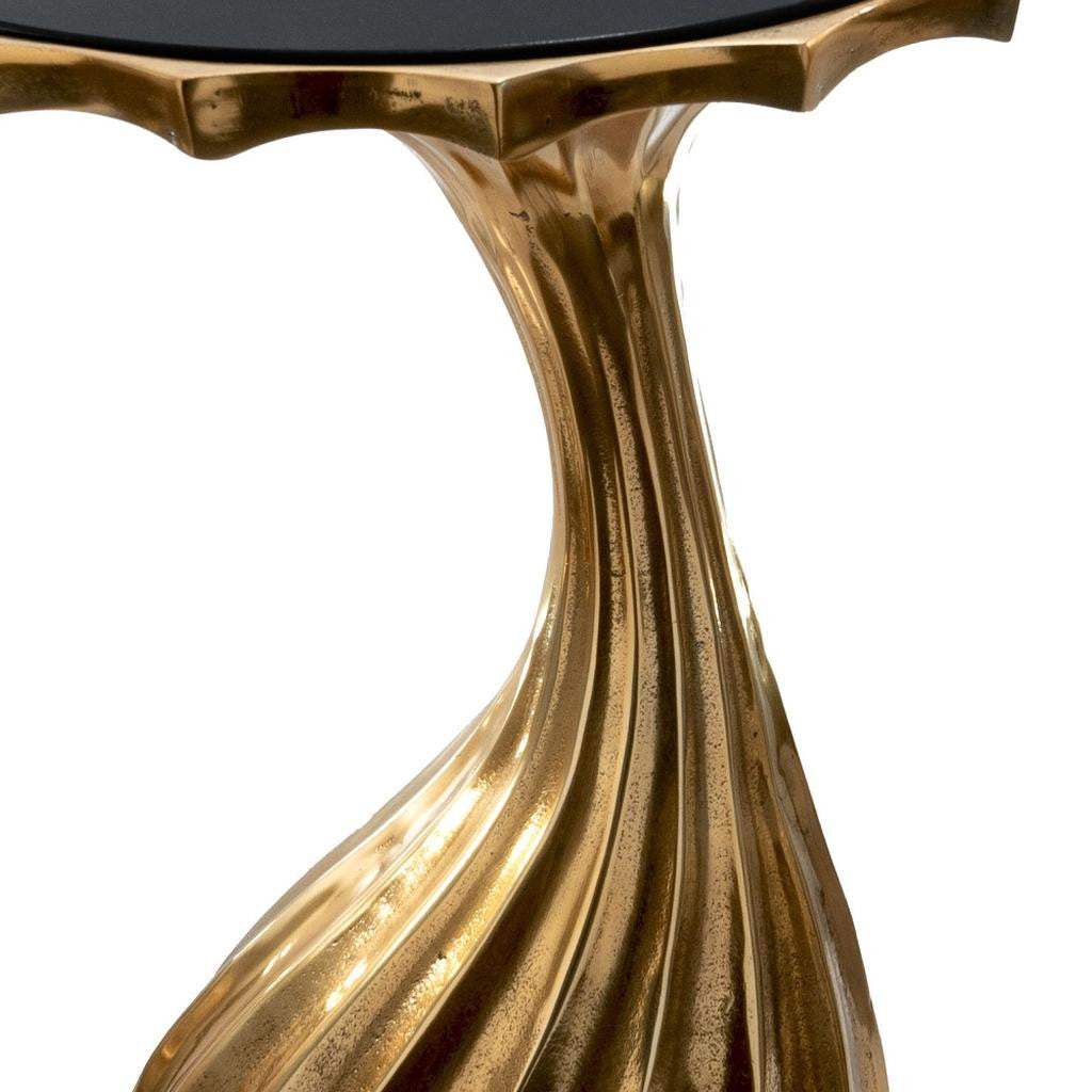 25" Gold And Black Aluminum And Granite Round Abstract End Table - HomeRoots - Flyclothing LLC