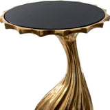 25" Gold And Black Aluminum And Granite Round Abstract End Table - HomeRoots - Flyclothing LLC