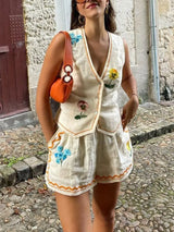 Embroidered V-Neck Vest and Shorts Set - Trendsi - Flyclothing LLC