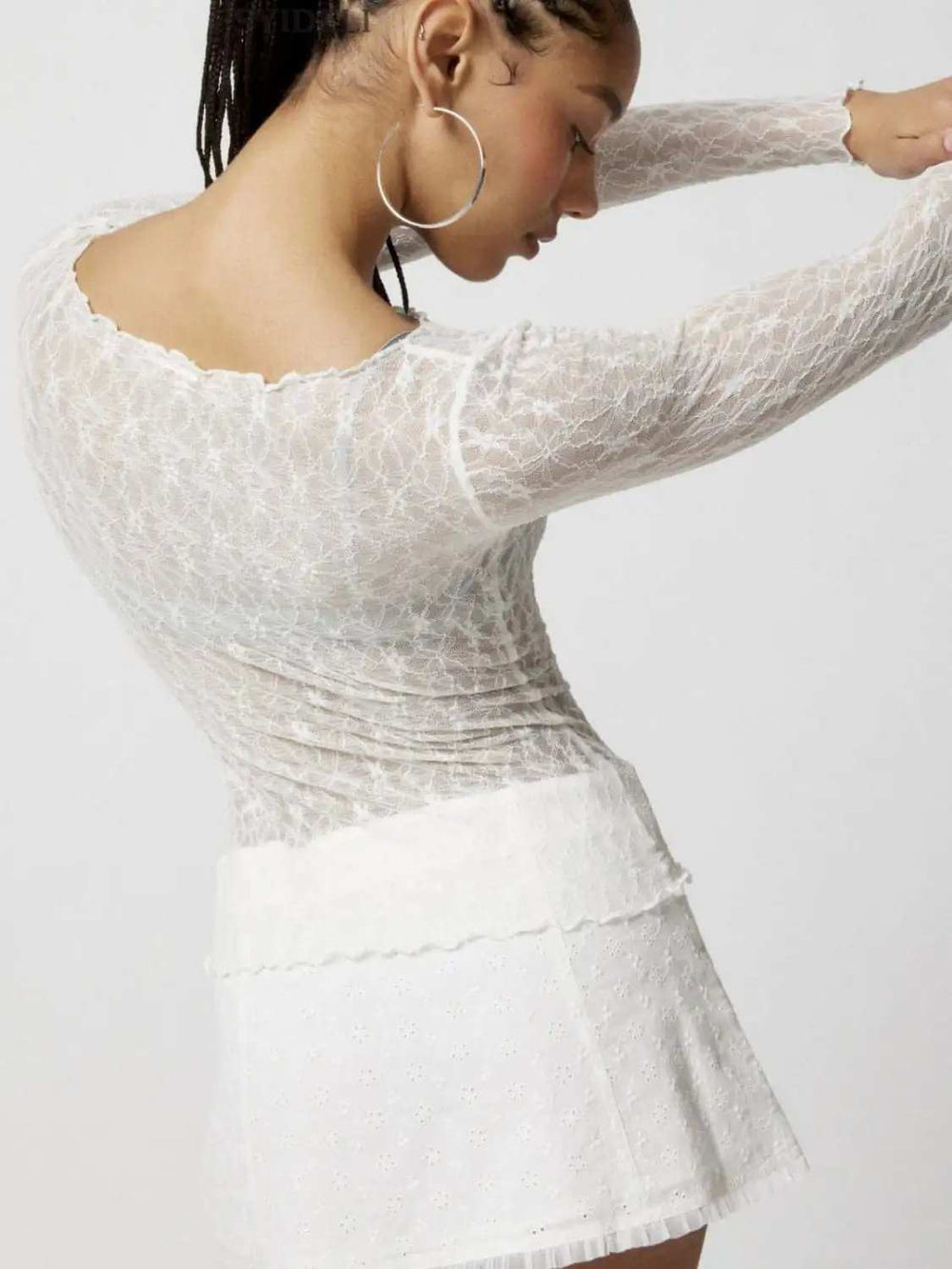 Lace Boat Neck Long Sleeve Blouse - Trendsi - Flyclothing LLC