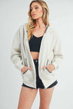 Aemi + Co Contrast Trim Zip Up Hoodie Jacket - Trendsi - Flyclothing LLC