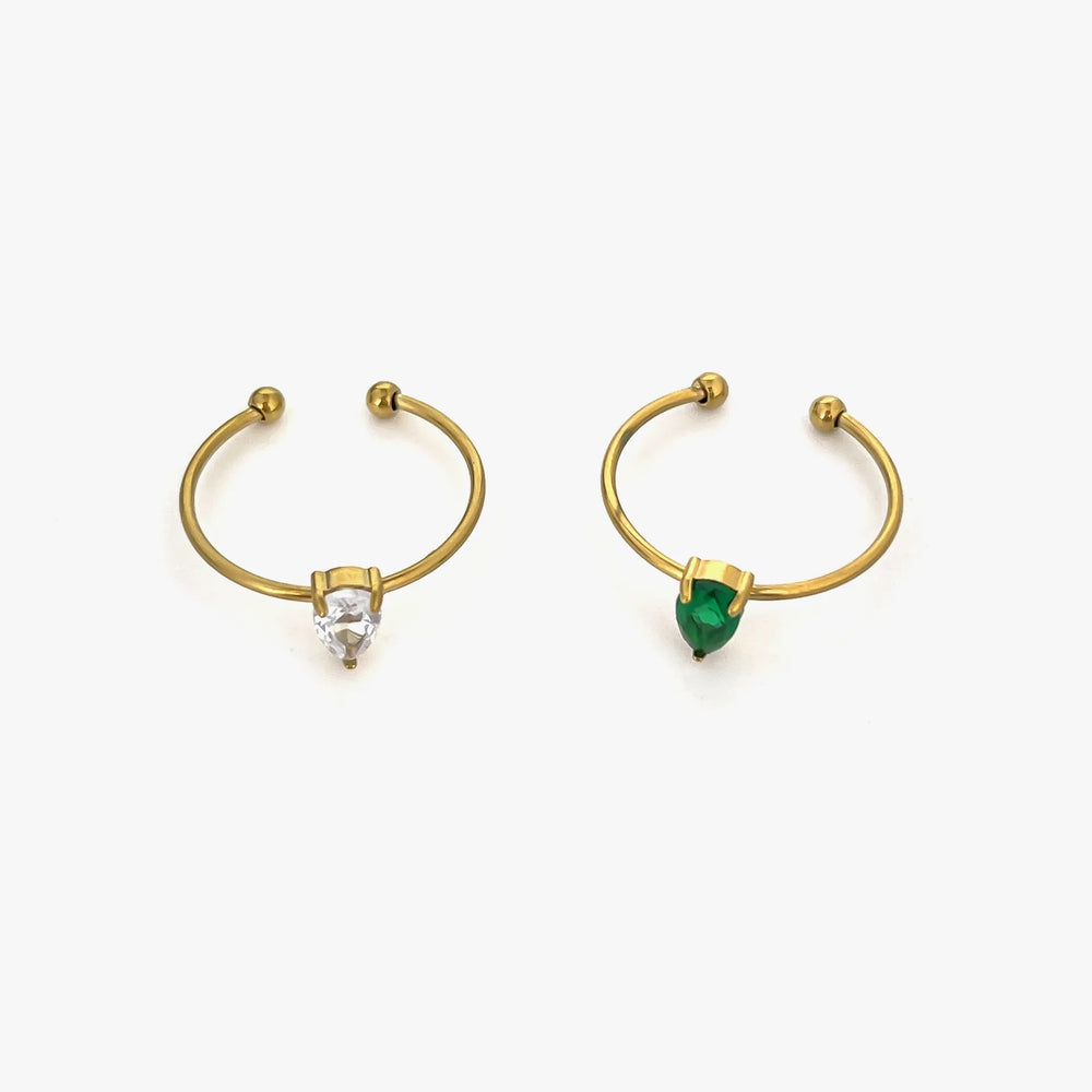 2-Piece 18K Gold-Plated Inlaid Zircon Open Ring - Trendsi - Flyclothing LLC