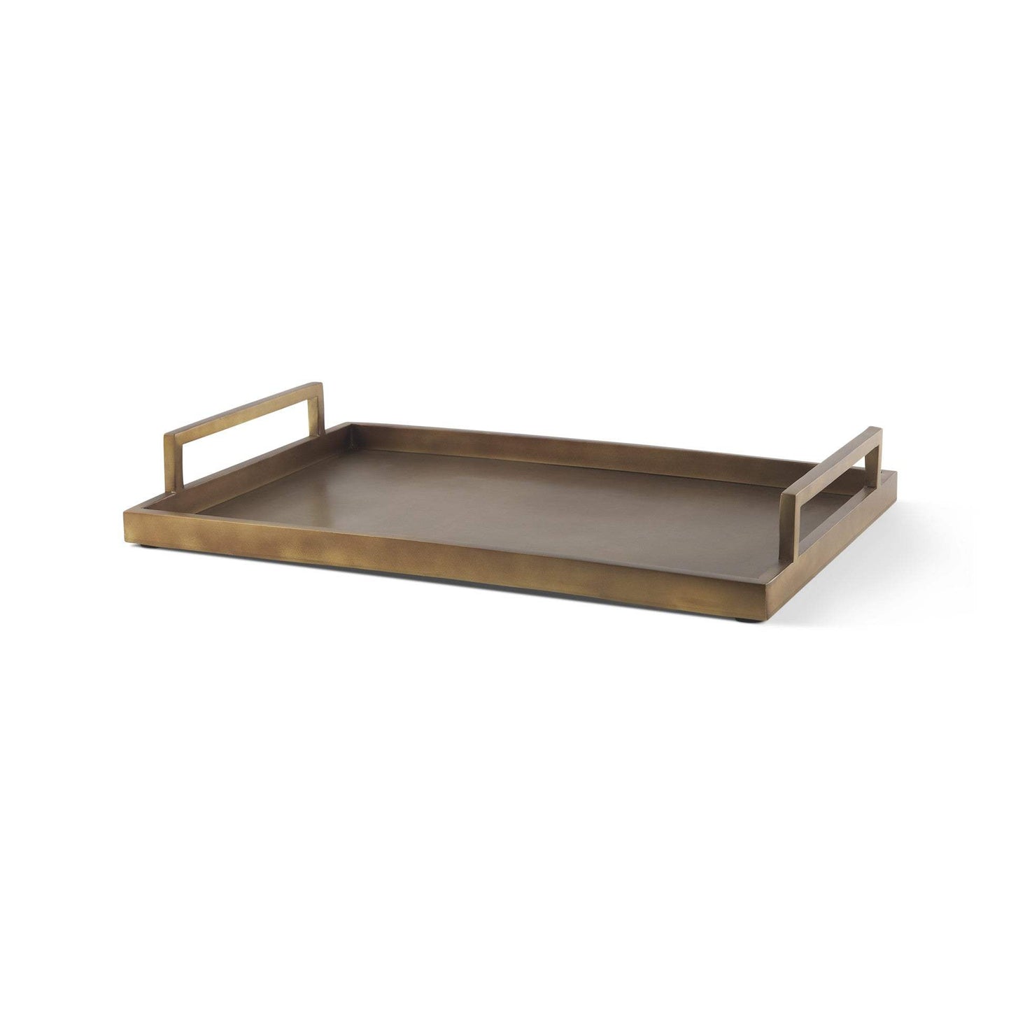 15" Gold Aluminum Hand Finished Vanity Tray With Handles - HomeRoots - Flyclothing LLC