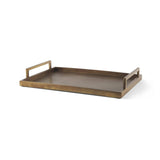 15" Gold Aluminum Hand Finished Vanity Tray With Handles - HomeRoots - Flyclothing LLC