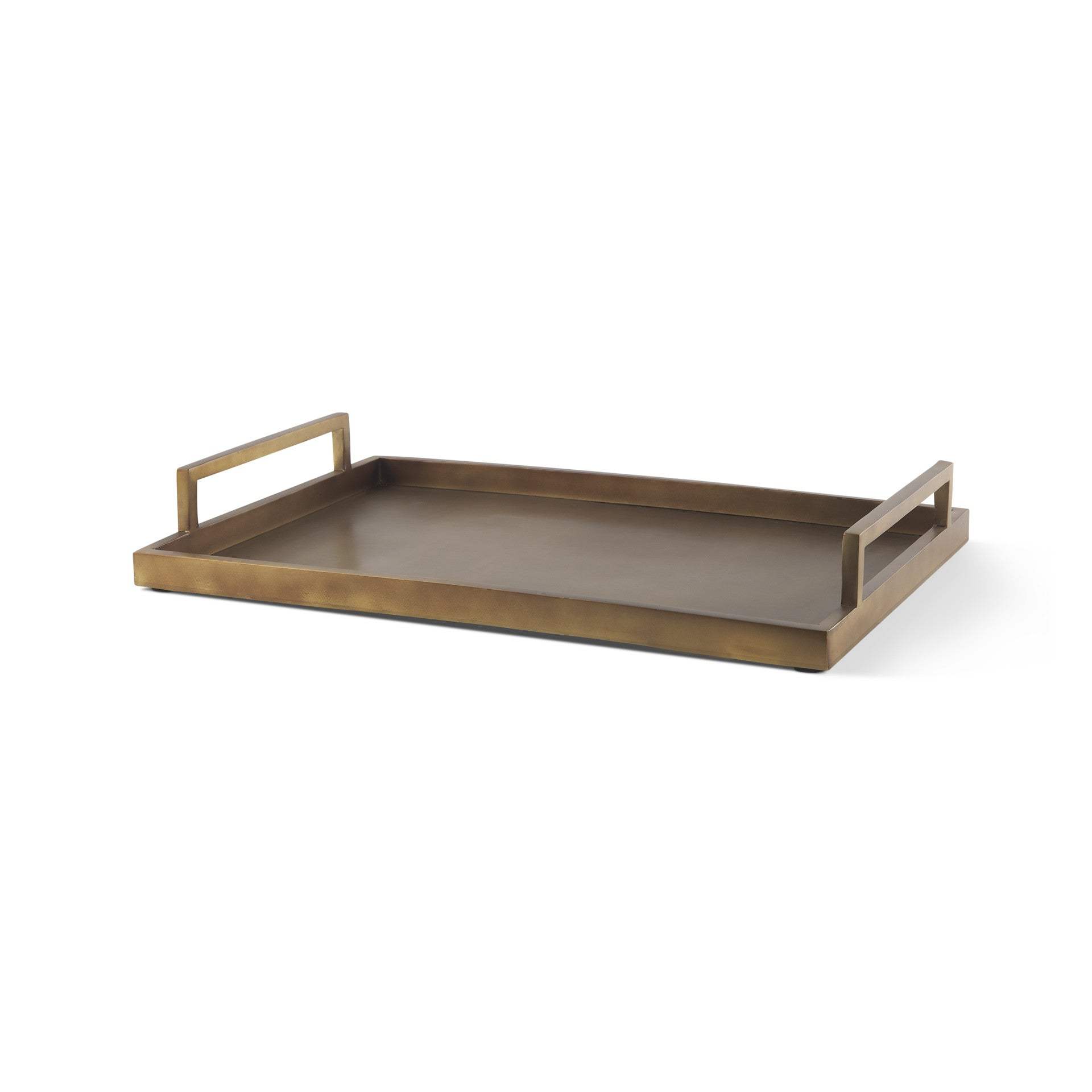 15" Gold Aluminum Hand Finished Vanity Tray With Handles - HomeRoots - Flyclothing LLC