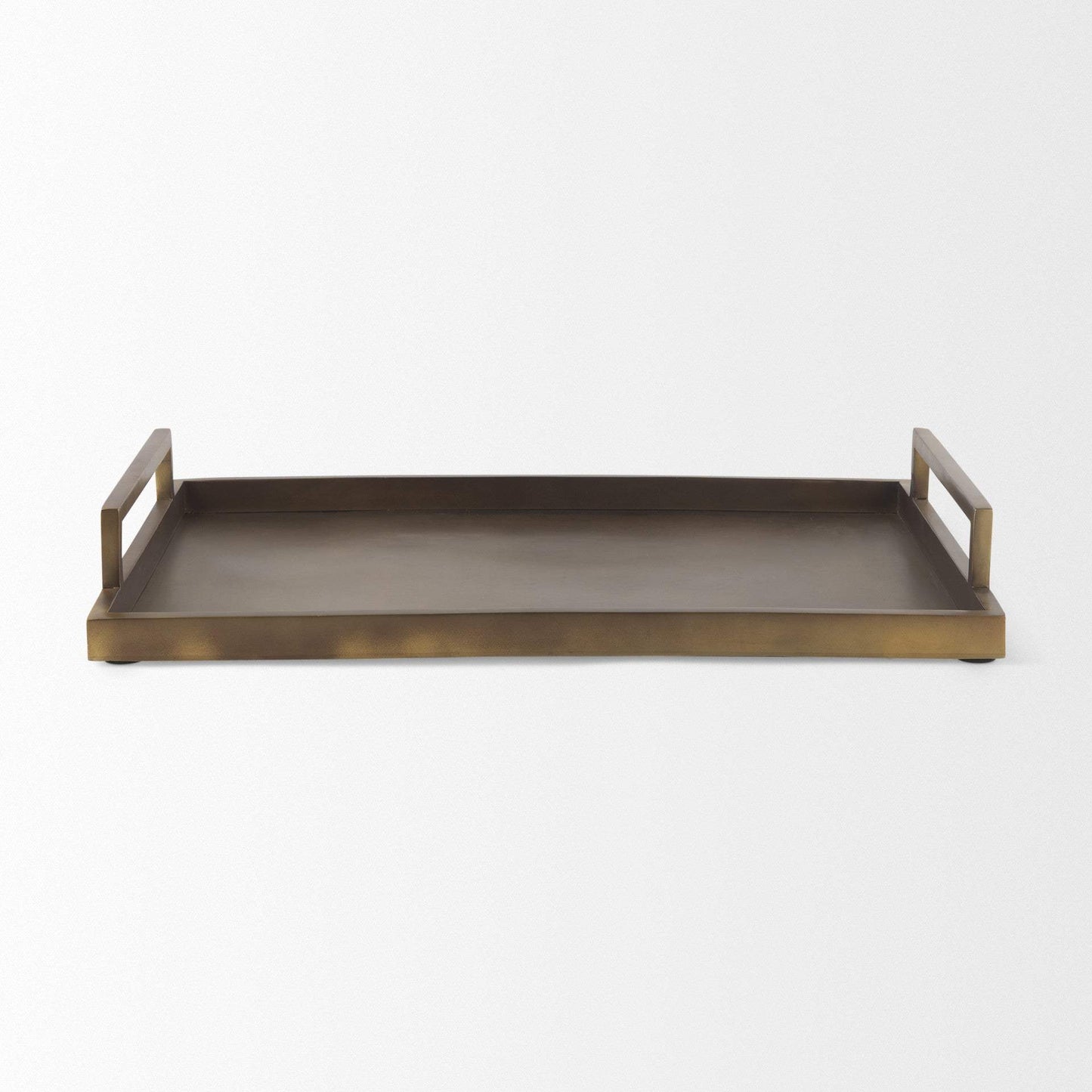 15" Gold Aluminum Hand Finished Vanity Tray With Handles - HomeRoots - Flyclothing LLC