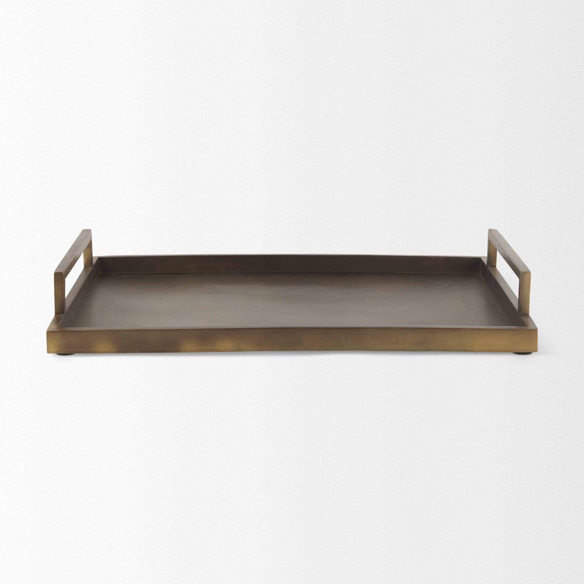 15" Gold Aluminum Hand Finished Vanity Tray With Handles - HomeRoots - Flyclothing LLC